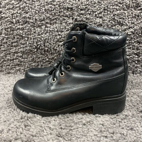 Women’s Harley Davidson Black Boots Womens 10 Badlands 7 Inches Ankle Combat - Picture 1 of 8
